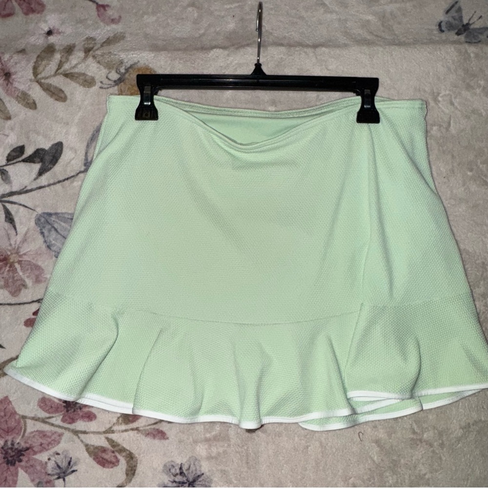 Lands End Women's Pique Ruffle Hem Mini Swim Skirt Sage Light mint green - Picture 3 of 8